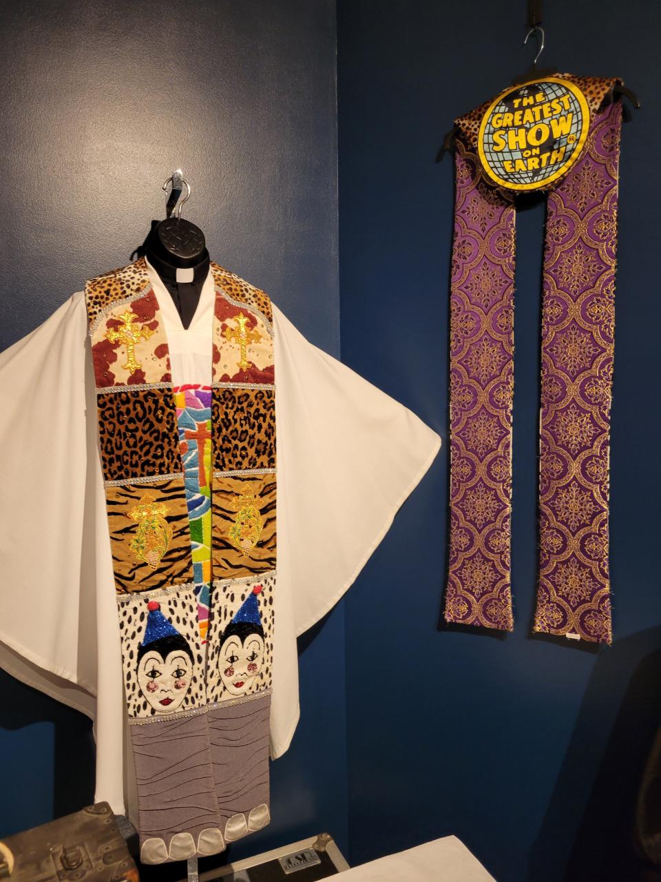 These vestments are part of a special exhibit at Circus World dedicated to circus ministry and the circus chaplains who nurture the spiritual life of circus performers.