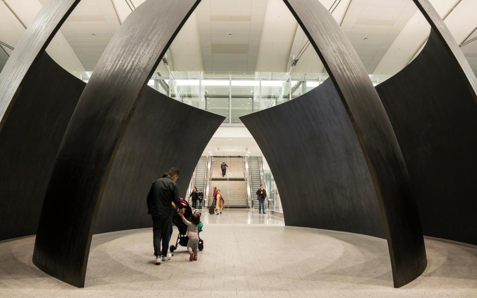 Serra's piece in front of Pearson International Airport, Terminal 1, in Toronto