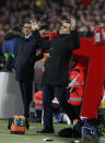 FC Barcelona's coach Ernesto Valverde gestures during a Spanish Copa del Rey soccer match between Sevilla and FC Barcelona in Seville, Spain, Wednesday Jan. 23, 2019. (AP Photo/Miguel Morenatti)