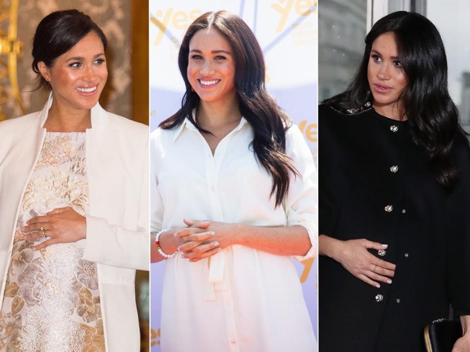Meghan Markle wearing neutral outfits at royal engagements in 2019.