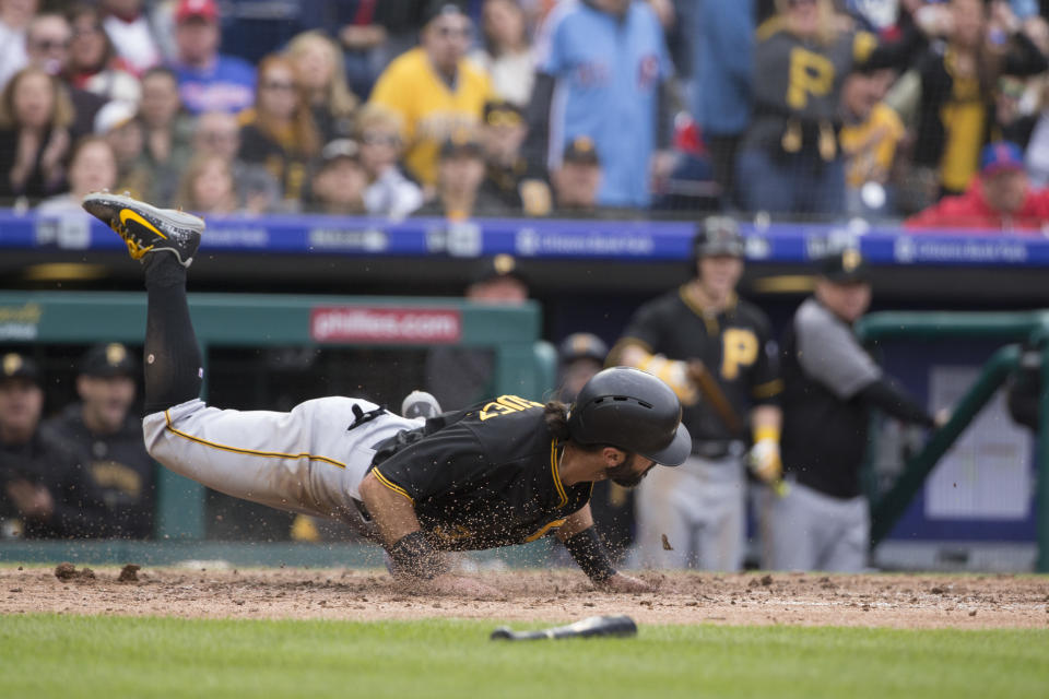 Sean Rodriguez scoring one of just five runs the Pirates would score over four games. (Getty Images)