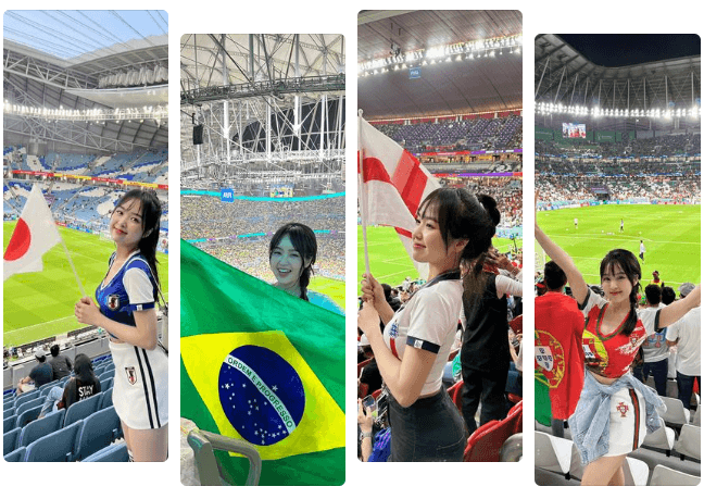 黎方安穿過日本、巴西、英格蘭、葡萄牙等隊的球衣，但這4隊都被淘汰，意外引起球迷熱議。（翻攝自Lê Phương Anh臉書）