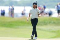 Jun 17, 2018; Southampton, NY, USA; Tommy Fleetwood reacts after a putt on the fourteenth green during the final round of the U.S. Open golf tournament at Shinnecock Hills GC - Shinnecock Hills Golf C. Brad Penner-USA TODAY Sports