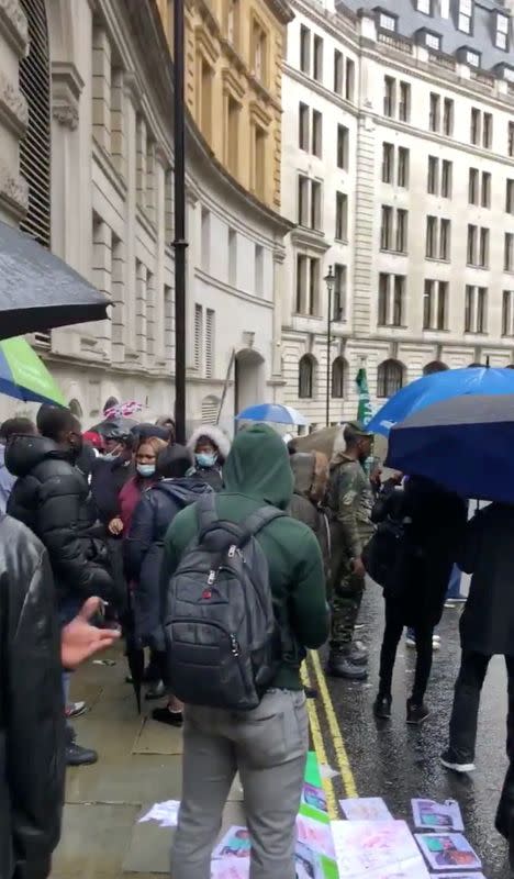 People protest outside the Nigerian High Commission in London