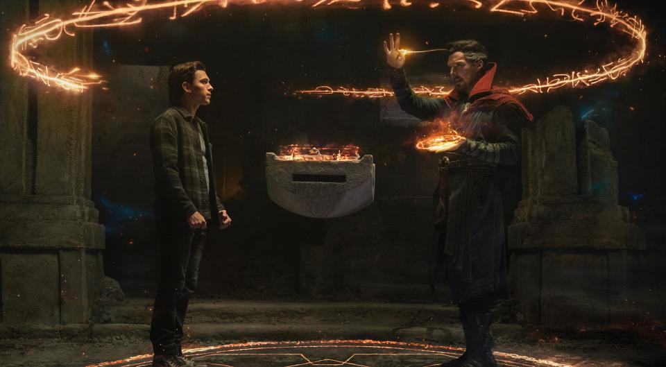 (l-r) Tom Holland and Benedict Cumberbatch in <i>Spider-Man: No Way Home</i><span class="copyright">Matt Kennedy—Marvel Studios</span>
