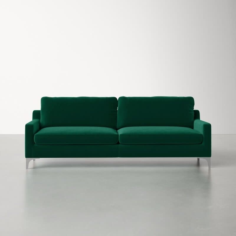 green velvet sofa