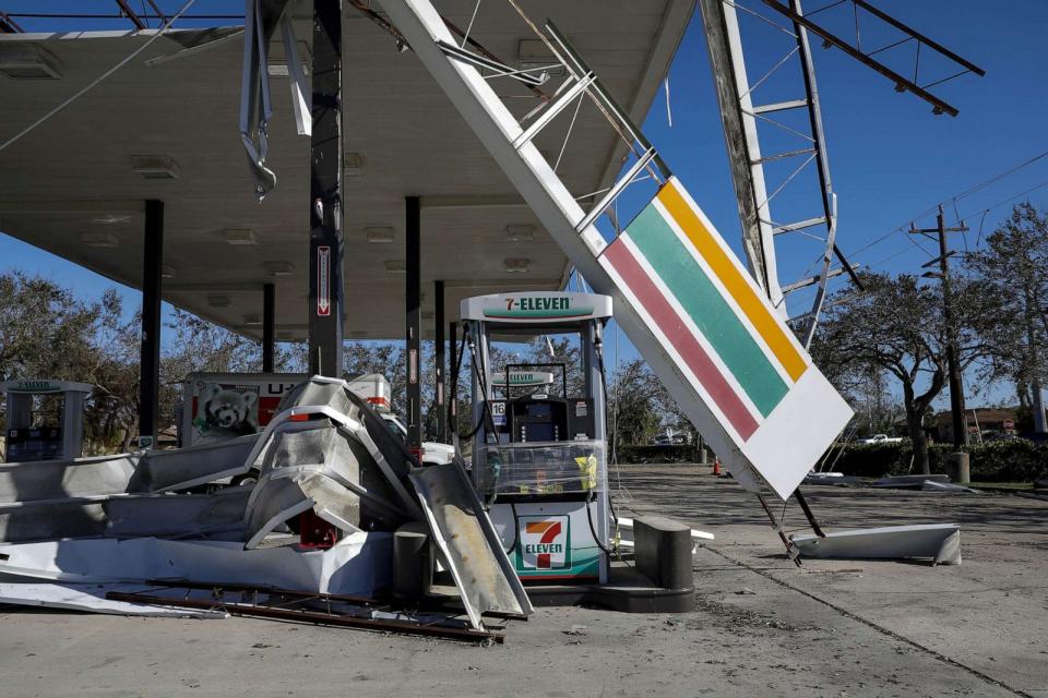 PHOTO: FILE - A damaged 7-Eleven gas station following Hurricane Ian in Cape Coral, Fla., Sept. 30, 2022. (Eva Marie Uzcategui/Bloomberg via Getty Images, FILE)
