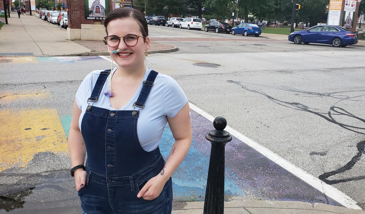 Katie Dickey, a disability and mental health activist in Erie, spoke out against Trump's campaign on Saturday, hours before Trump held a campaign event at Erie Insurance Arena.