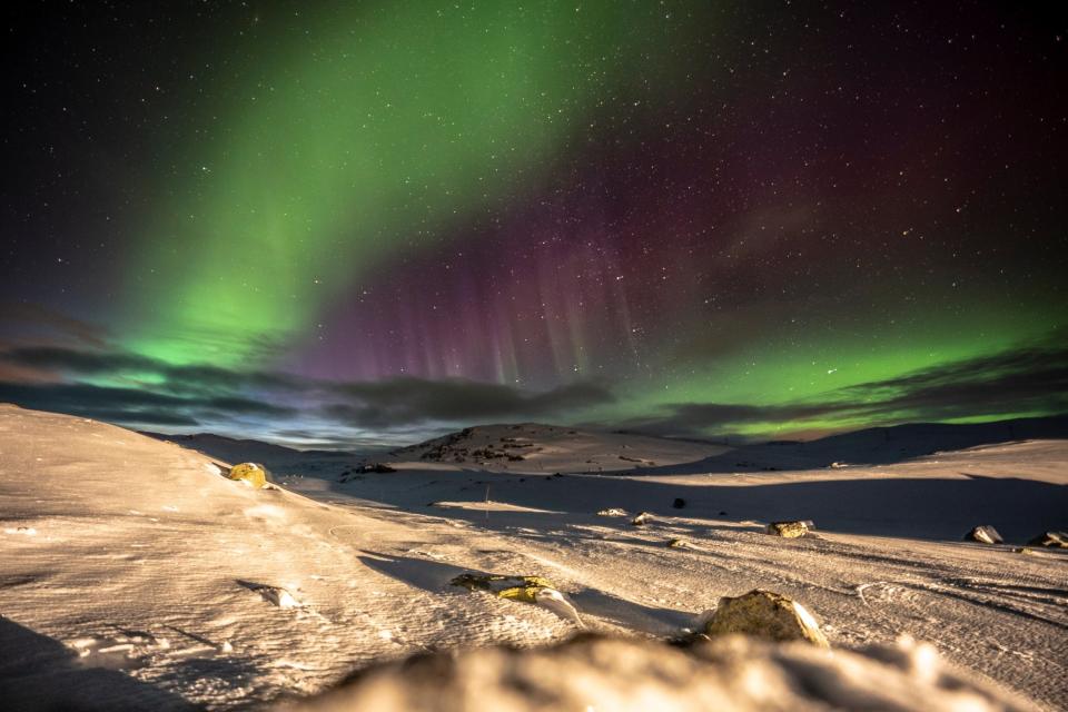 The Northern Lights, pictured in Norway, could be visible from Britain (EPA/HEIKO JUNGE)