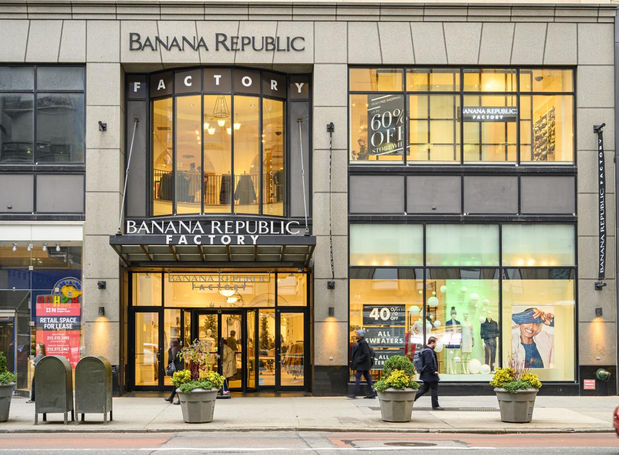 New York, New York, USA - November 7, 2019: Banana Republic Factory store on 34th street in Manhattan.