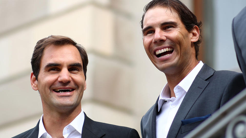 Roger Federer and Rafael Nadal,. pictured here ahead of the Laver Cup.