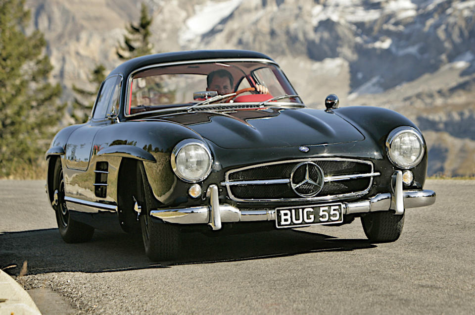 <p>Developed at the suggestion of the American Mercedes importer <strong>Max Hoffman</strong> (1904-1981), the 300 SL caused a sensation. This was largely because of its coupé body, and particularly the <strong>gullwing doors</strong> attached to it, but the close mechanical resemblance to the W194 sports race which made its debut in 1952.</p><p>The coupé bodywork was abandoned in favour of a roadster in 1957, and from 1955 to 1963 Mercedes also produced the 190 SL, which was nearly as pretty as the 300 SL but very much slower.</p>