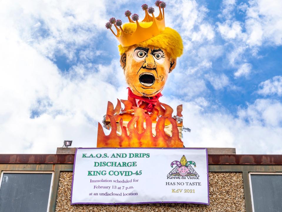 Donald Trump effigy New Orleans Mardi Gras house floats 2021