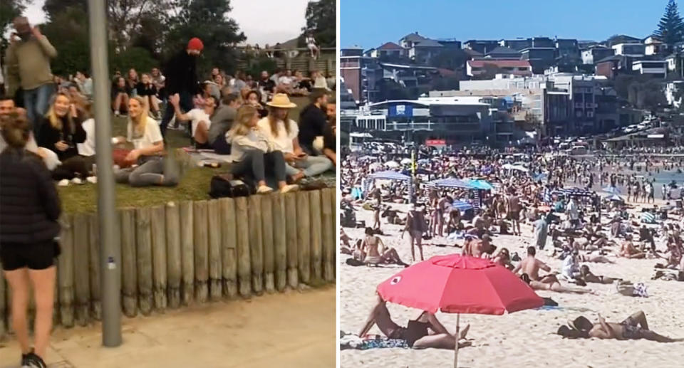 Multiple social media videos showed large crowds at Bondi on Friday and Saturday. Source: TikTok