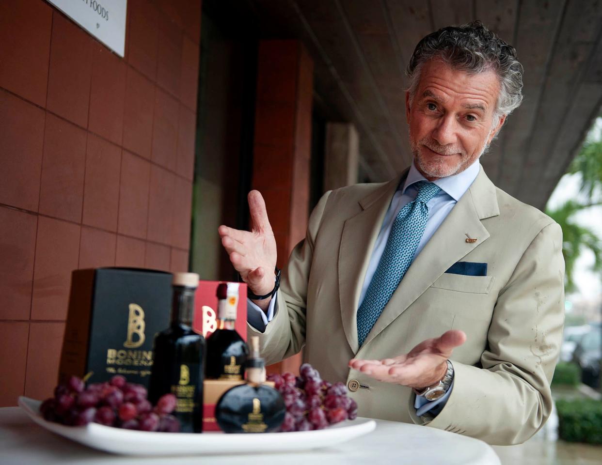 Actor Fabio Bonini has a line of traditional balsamic vinegar made from cooked grape must in Italy. The products are sold at Amici Market in Palm Beach.