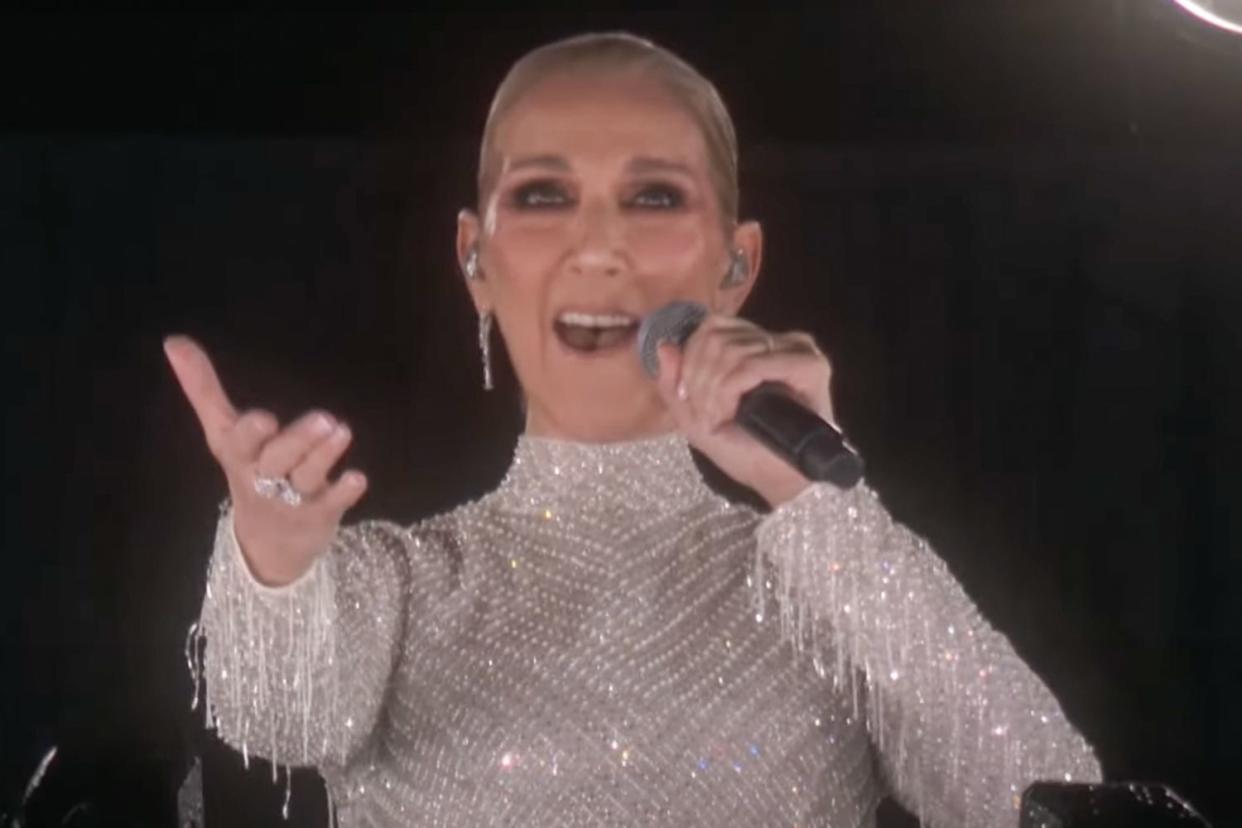 <p>NBC Sports</p> Céline Dion performs at the 2024 Paris Olympic Opening Ceremony. 