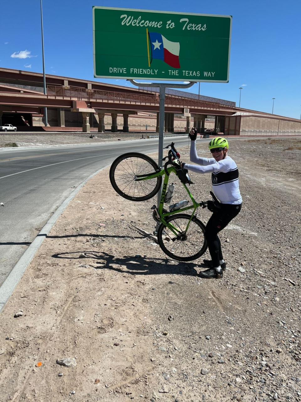 Keith Culver, who died in a hit-and-run crash in Austin while on a cross-country trip from California to Florida, poses for a photo at the Texas border.