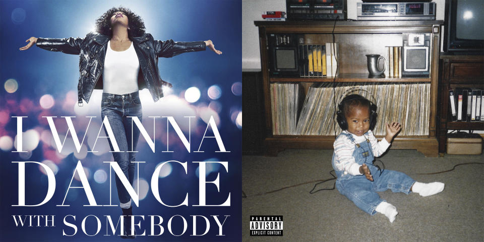 This combination of photos shows album art for “I Wanna Dance With Somebody,” releasing on Dec. 16, left, and "Herbert" by rapper Ab-Soul. (RCA Records/Top Dawg Entertainment via AP)