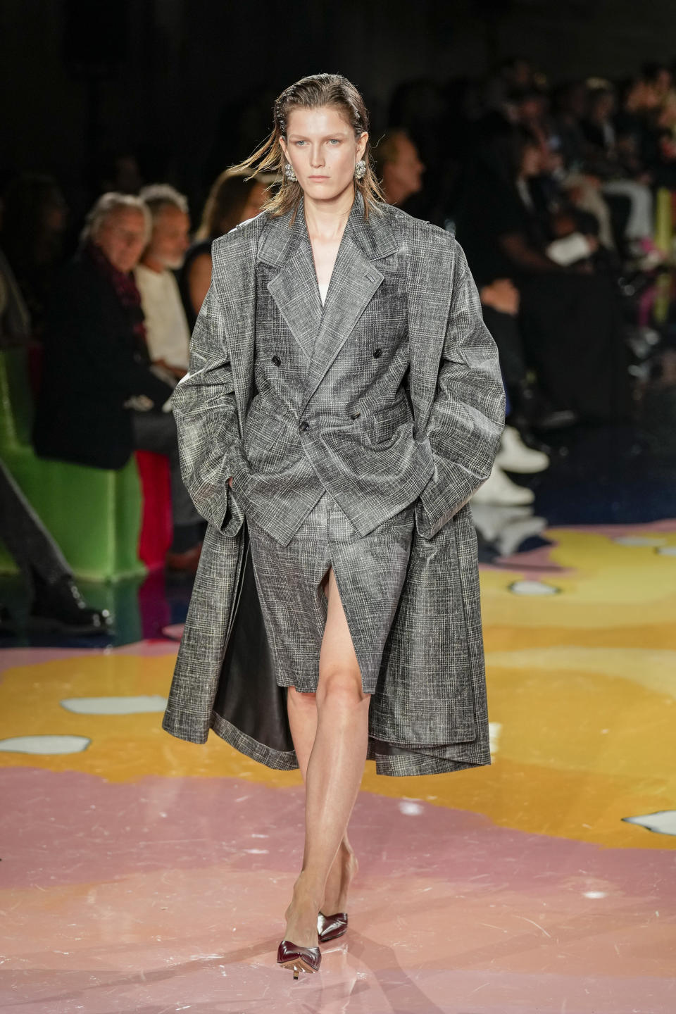 A model wears a creation as part of the Bottega Veneta women's Spring Summer 2023 collection presented in Milan, Italy, Saturday, Sept. 24, 2022. (AP Photo/Antonio Calanni)