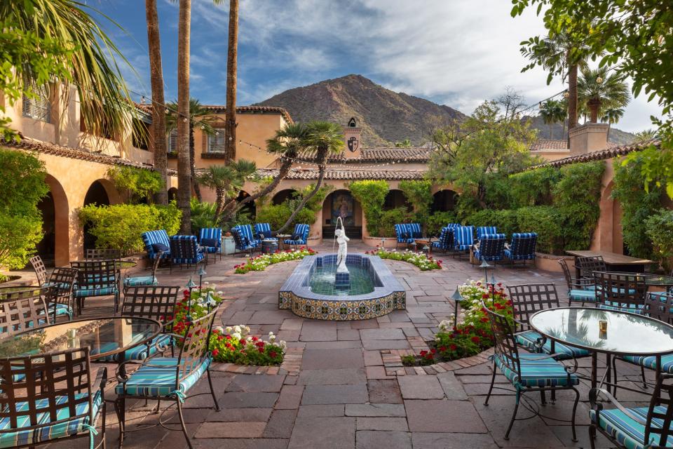 A terrace at the Royal Palms Resort and Spa in Phoenix.