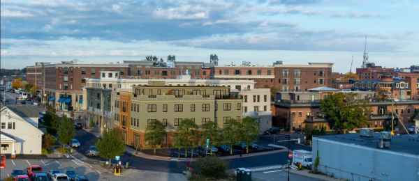 A rendering of a 21 unit micro housing project now under construction at the corner of Deer and Bridge streets in Portsmouth.