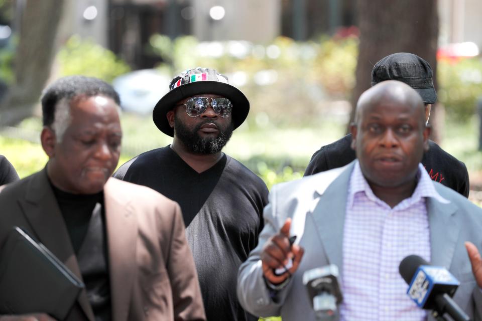 Eric Johnson (back center) was the driver of the vehicle that was stopped for rolling through a stop sign by Savannah Police that led to the killing of his friend Maurice Mincey, a passenger in the vehicle, during the stop.