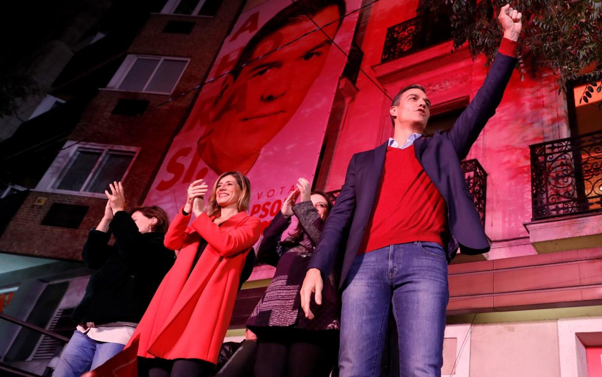 Socialist Pedro Sanchez will lead the largest group in parliament, but without a majority following a surge votes for the Right-wing Vox party - REX