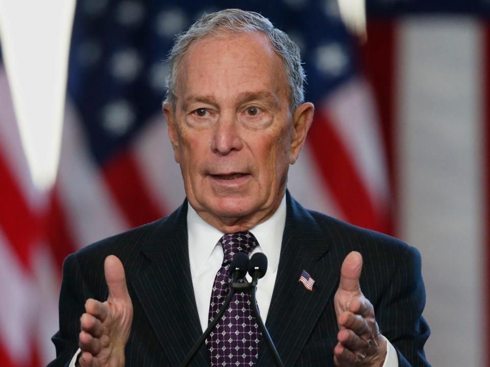 FILE - In this Jan. 19, 2020, file photo, Democratic presidential candidate Michael Bloomberg speaks at the Greenwood Cultural Center in Tulsa, Okla. They are circling each other like wary boxers, with taunts on Twitter, snarky asides and belittling depictions of one another. They rose to prominence in Manhattan on parallel tracks, amassed wealth real and perceived and displayed a penchant for putting their names on things.  President Donald Trump and Mike Bloomberg could hardly be more different as people but now they both want the same job: Trump’s. (AP Photo/Sue Ogrocki, File)