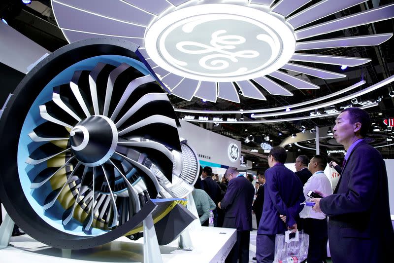 FILE PHOTO: A General Electric (GE) sign is seen at the second China International Import Expo (CIIE) in Shanghai