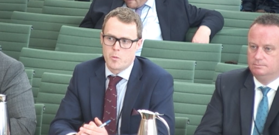 Seamus Leheny of Northern Ireland’s Freight Transport Association speaking to the committee. Pic: House of Commons