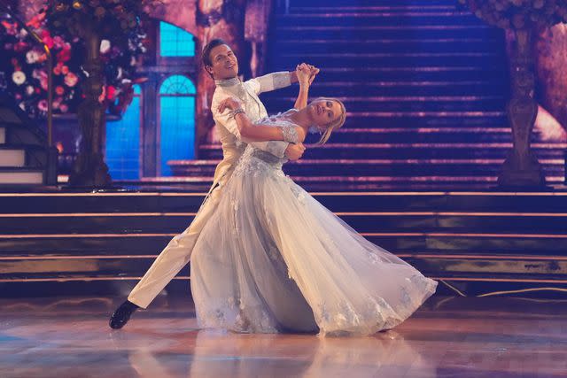 <p>Disney/Eric McCandless</p> 'DWTS' partners Gleb Savchenko and Mira Sorvino dance together during Disney week.