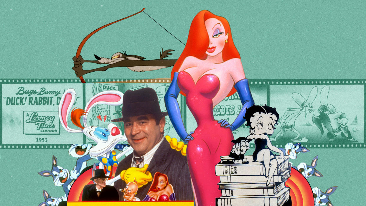 Learn the secret origin of Jessica Rabbit courtesy of Who Framed Roger Rabbit's screenwriting team. (Illustration by Aisha Yousaf / Photo: Everett Collection)