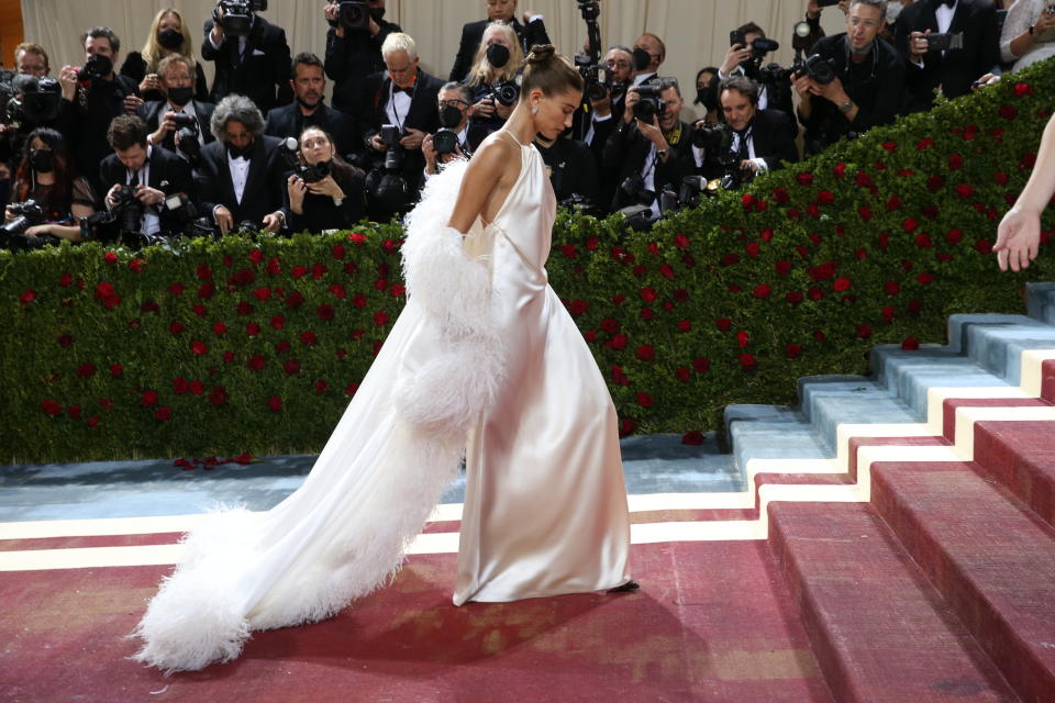 Hailey Bieber at the 2022 Met Gala - Credit: Lexie Moreland for WWD