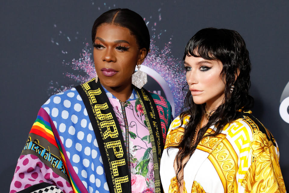 Big Freedia and Kesha at the American Music Awards in Los Angeles on Nov. 24. Big Freedia's makeup by <a href="https://www.instagram.com/p/B5StIWqhg99/" target="_blank" rel="noopener noreferrer">Laken LaSheir</a>. Kesha's makeup by <a href="https://www.instagram.com/p/B5Rx-VTjvkp/" target="_blank" rel="noopener noreferrer">Vittorio Masecchia</a>.