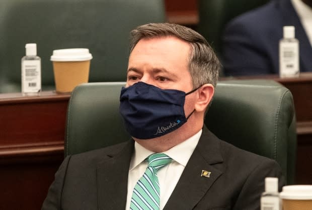 Alberta Premier Jason Kenney criticized Calgary city council for not removing its mask bylaw in time for the province reopening on July 1.  (Jason Franson/The Canadian Press - image credit)