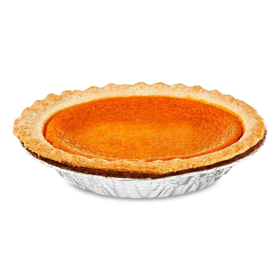 sweet potato pie in aluminum holder