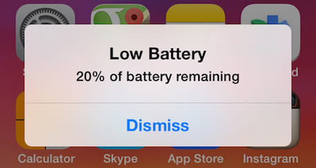 iOS 7 Low Battery Warning