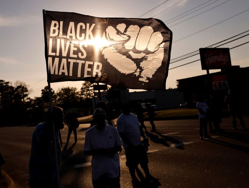 FILE PHOTO: Protester march a week after Andrew Brown Jr. was killed by deputies in Elizabeth City