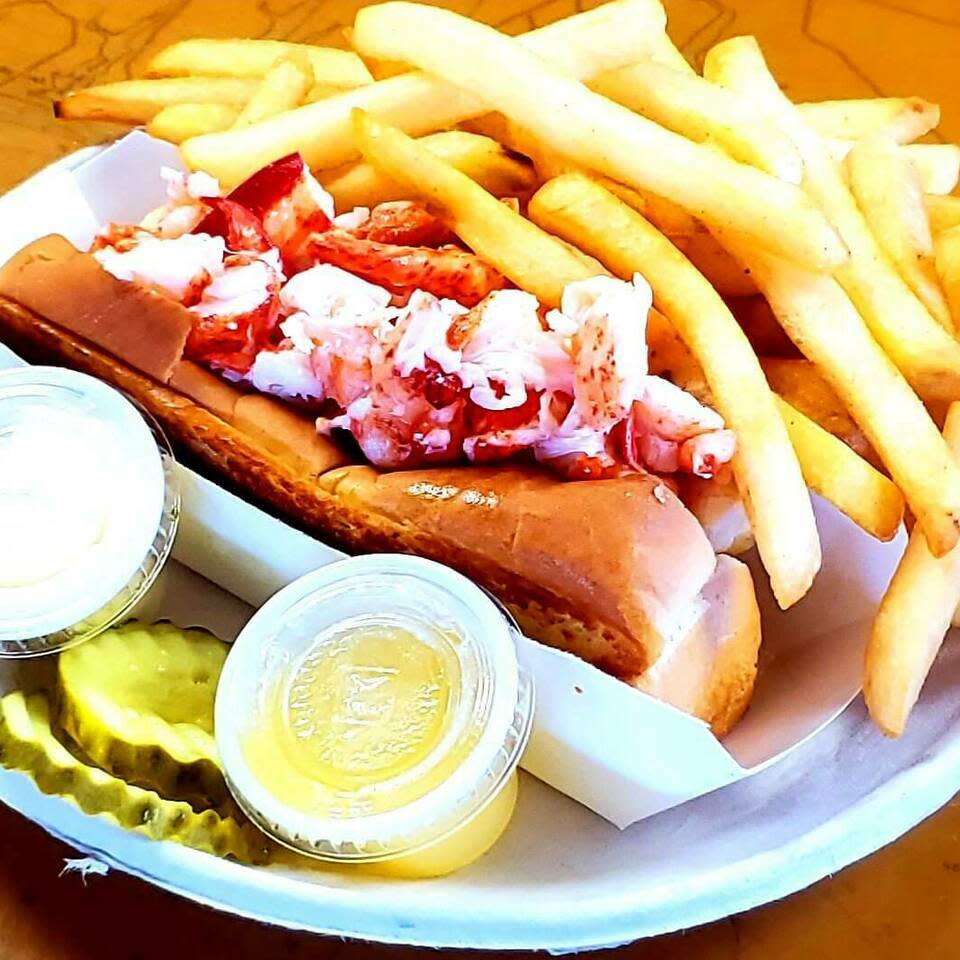 Jumbo all Meat Lobster Roll at Genes Famous Seafoods.