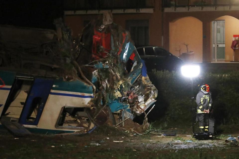 Shocking images show the wreckage following the horror smash in Turin (AP)