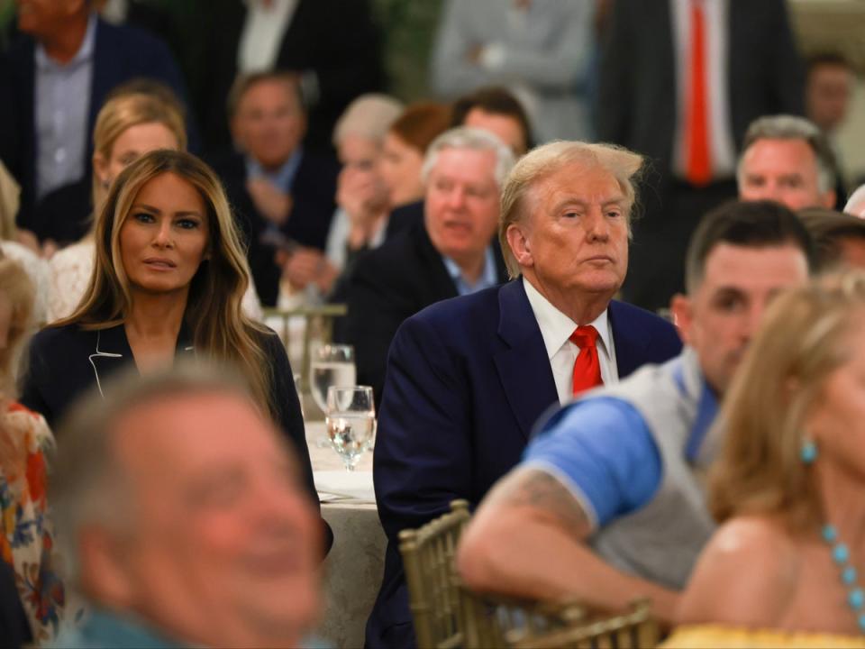 Republican presidential candidate and former President Donald Trump, and Melania Trump, attend a golf awards ceremony at the Trump International Golf Club on March 24, 2024, in West Palm Beach, Florida (Joe Raedle/Getty Images)