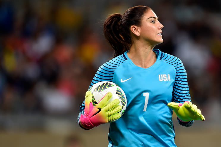 Hope Solo of United States looks on during the first round match between the United States and New Zealand during the Rio 2016 Olympic Games. (Getty Images)