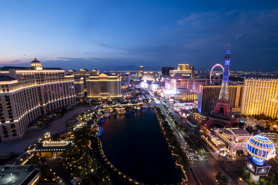 The Las Vegas Strip on Aug. 23, 2020. The coronavirus pandemic has devastated tourism in the city, leaving laid-off workers like Jorge Padilla struggling to get by and hoping their former employers give them their jobs back.<span class="copyright">Bill Clark—CQ/Roll Call, Inc/Getty Images</span>