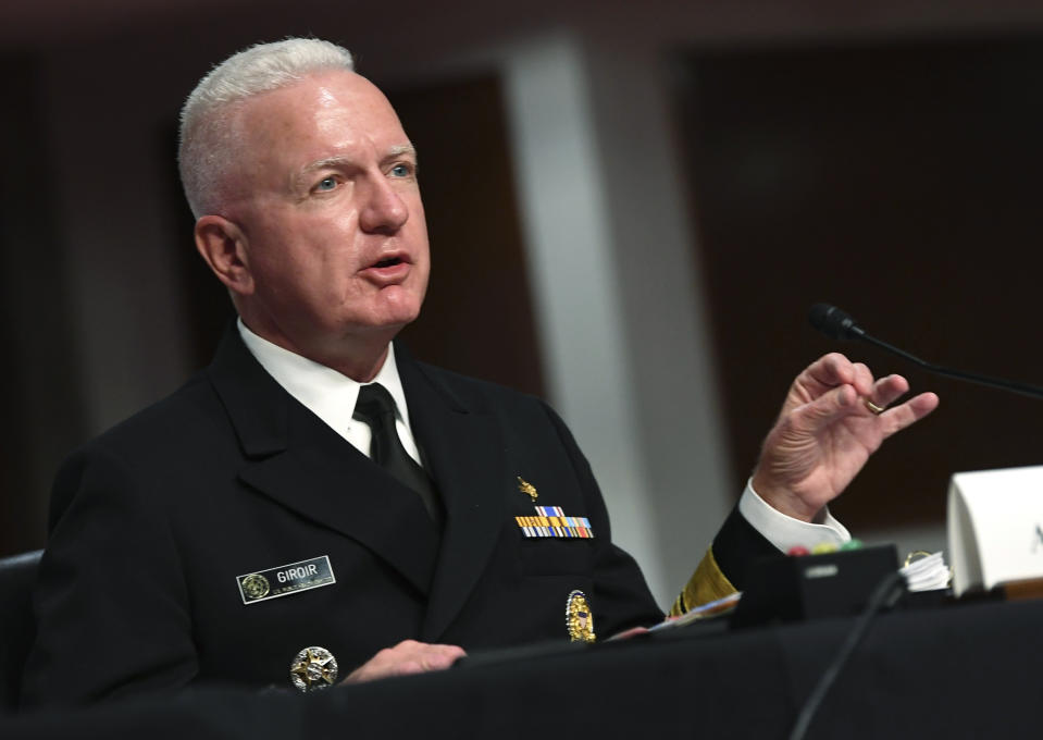 Adm. Brett Giroir, director of the U.S. coronavirus diagnostic testing, testifies before a Senate Health, Education, Labor and Pensions Committee hearing on Capitol Hill in Washington, Tuesday, June 30, 2020. (Kevin Dietsch/Pool via AP)