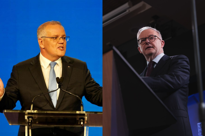 澳洲總理莫里森（左）今承認敗選，而工黨領袖艾班尼斯（右）則會是下一任總理。（翻攝自Scott Morrison、Anthony Albanese臉書）