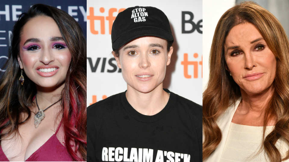 Jazz Jennings (left), Elliot Page (center) and Caitlyn Jenner (right). Jennings and Jenner were among the many prominent transgender figures to share their support for Page. (Photos: Getty Images)