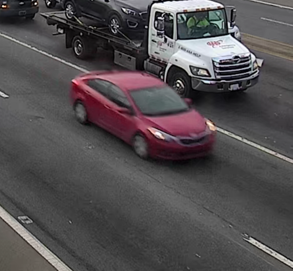 Charlotte-Mecklenburg police are searching for this dark red 2014 to 2016 Kia Forte Sedan whose driver was northbound on Brookshire Boulevard when a man changing a tire was hit and killed on Friday, Jan. 22, 2021.