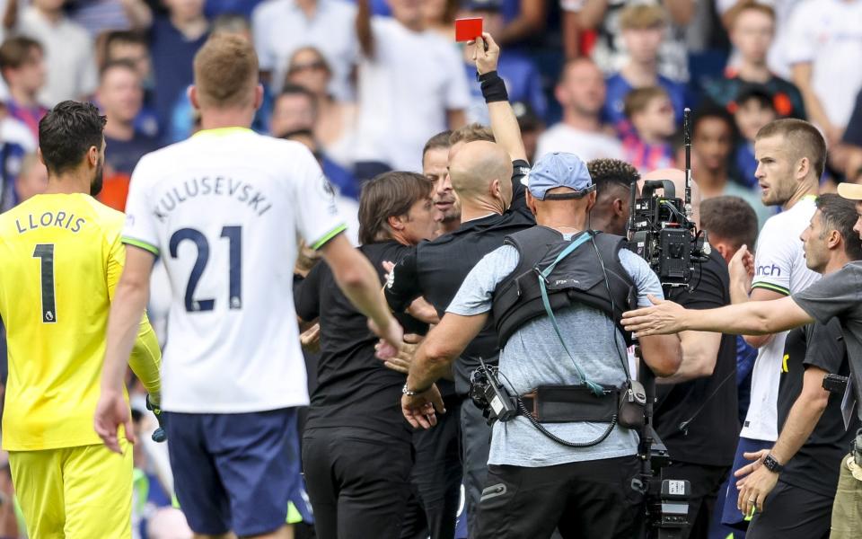 Anthony Taylor dished out red cards to both Conte - GETTY IMAGES