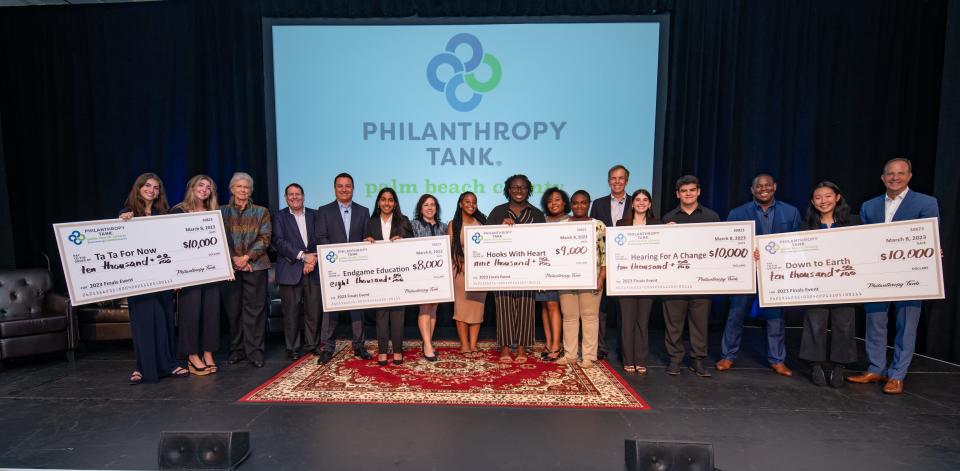 The award recipients, seen here with their mentors, received a combined total of $47,000 at the 2023 Philanthropy Tank finals in West Palm Beach.