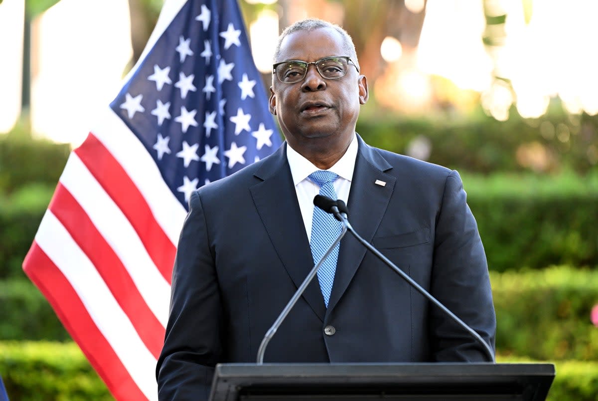  US Defence Secretary Lloyd Austin attends a press conference after the Australia-US Ministerial Consultations on 29 July 2023 (EPA)